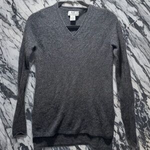 100% Cashmere Sweater M MAGASCHONI Gray XS Tunic High Low Loose Fit V-Neck EUC